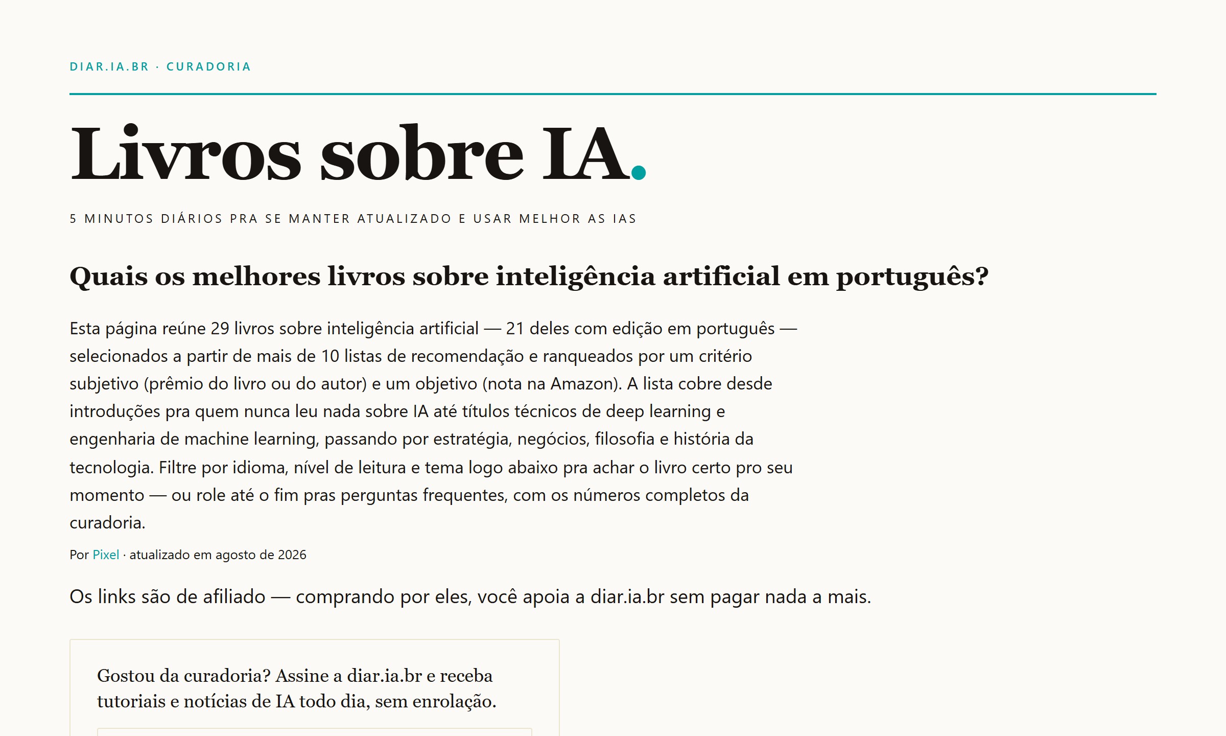 Confira a página de livros